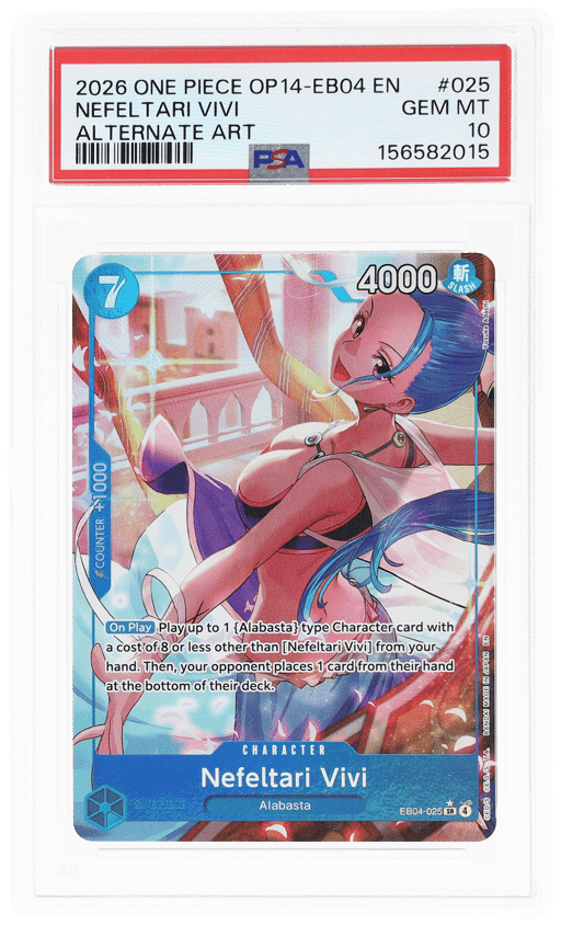 2026 One Piece the Azure Sea's Seven Alternate Art Nefeltari Vivi #EB04-025 PSA 10
