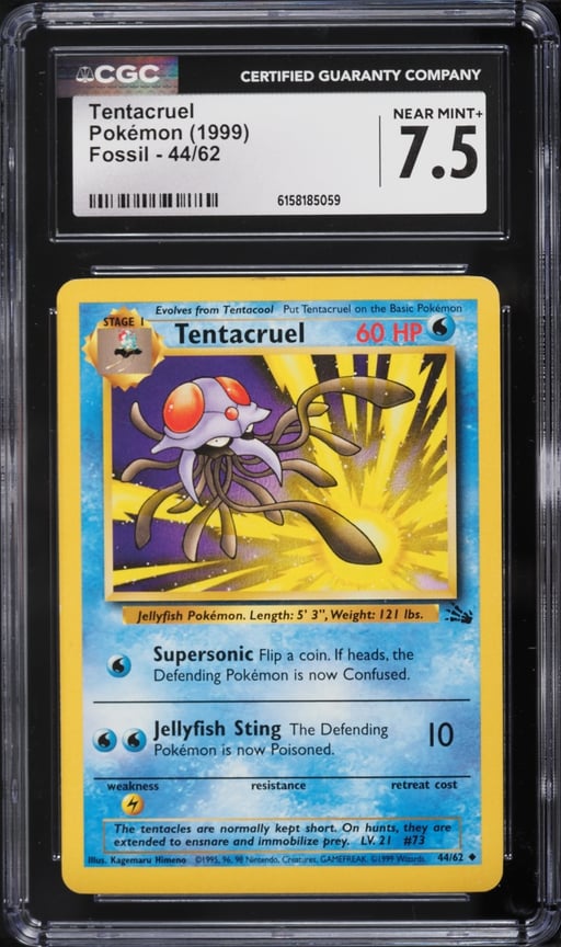 1999 Pokemon Fossil Tentacruel #44 CGC 7.5 NRMT+