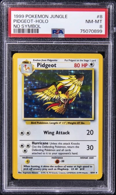 1999 POKEMON JUNGLE NO SYMBOL #8 PIDGEOT-HOLO PSA 8