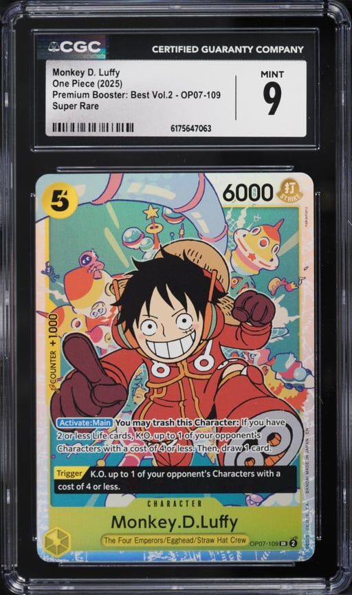2025 One Piece Premium Booster Best Vol 2 Super Rare Monkey D. Luffy CGC 9 MINT