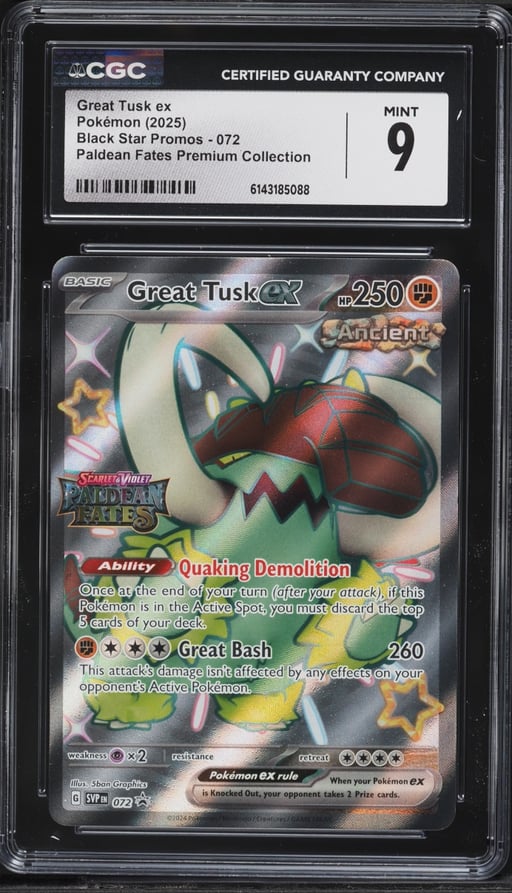 2025 Pokemon Scarlet & Violet Promo Paldean Fates Premium Full Art Great Tusk EX #72 CGC 9 MINT