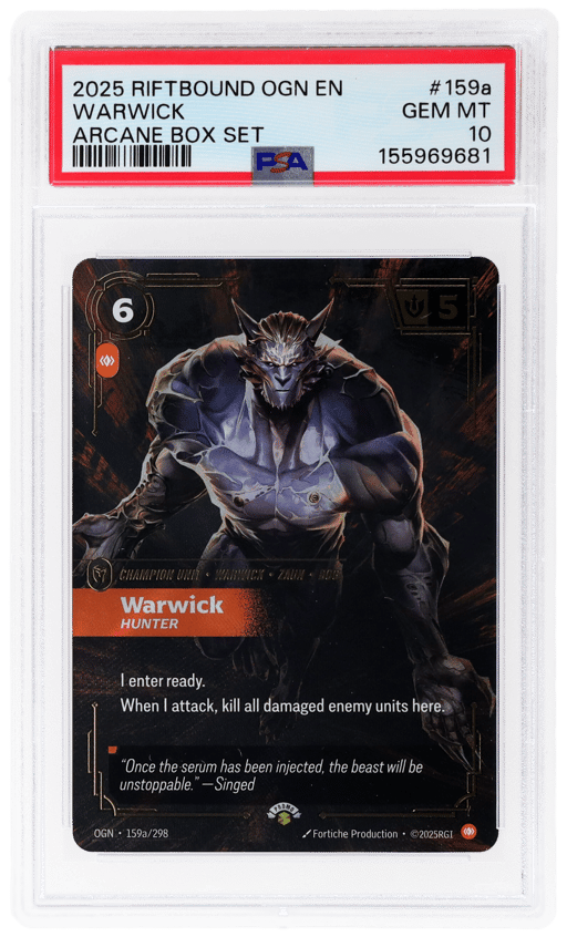 2025 Riftbound League of Legends Origins Arcane Box Set Warwick Hunter #159a PSA 10