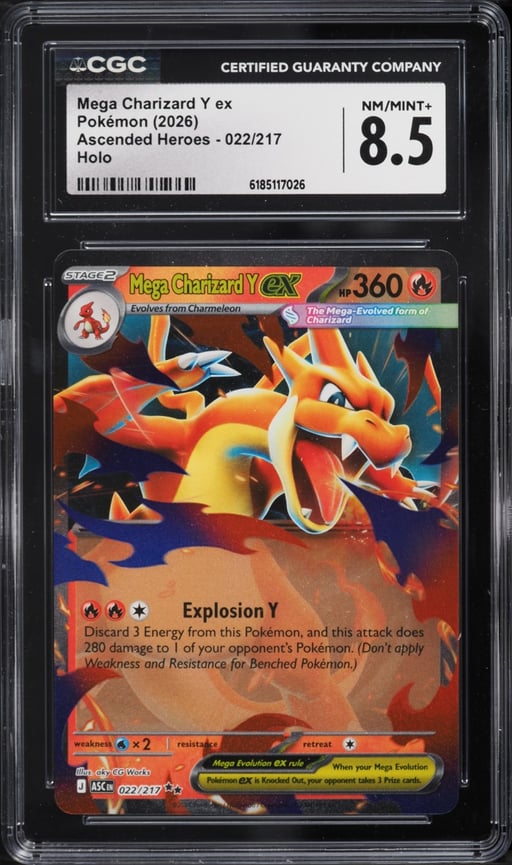 2026 Pokemon Mega Evolution Ascended Heroes Holo Mega Charizard Y EX #22 CGC 8.5 NM-MT+