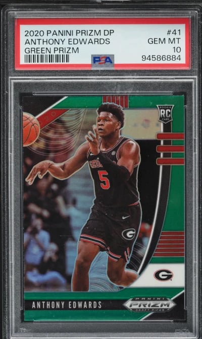 2020 Panini Prizm Draft Picks Green Anthony Edwards ROOKIE #41 PSA 10 GEM MINT
