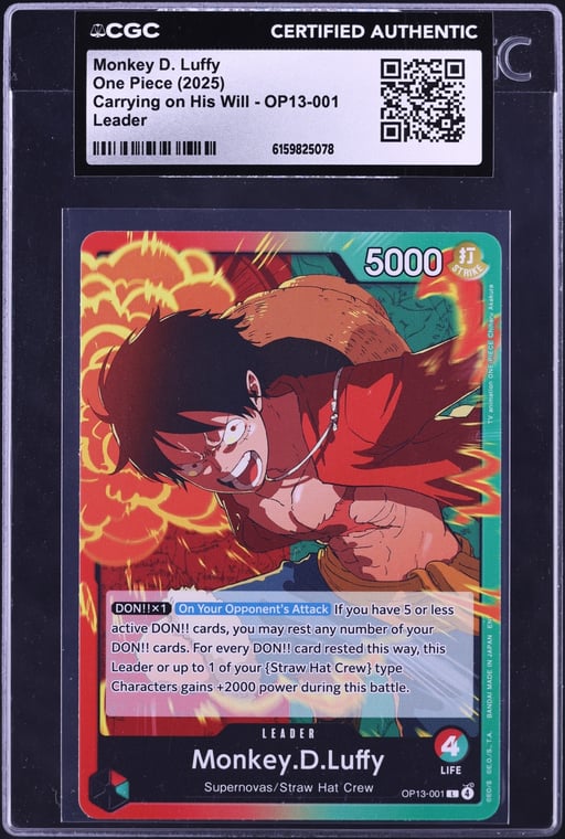 2025 One Piece Carrying On His Will Leader Monkey D. Luffy #OP13-001 CGC AUTH