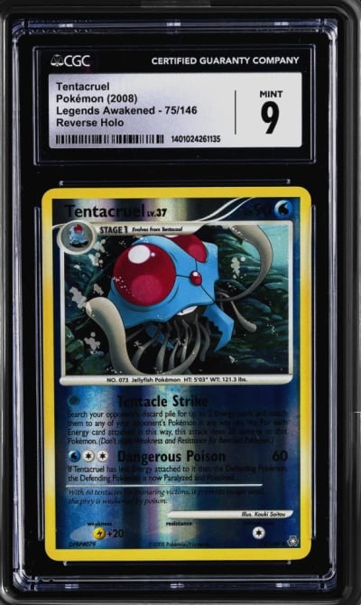 2008 POKEMON DIAMOND & PEARL LEGENDS AWAKENED #75 TENTACRUEL-REVERSE FOIL CGC 9