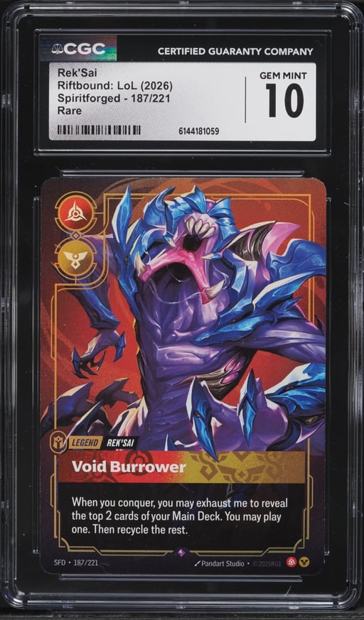 2026 Riftbound League Of Legends LoL Spiritforged Rek'Sai #187 CGC 10 GEM MINT