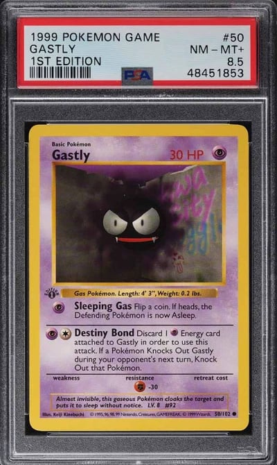 1999 Pokemon Base Set Shadowless 1st Edition Gastly #50 PSA 8.5 NM-MT+