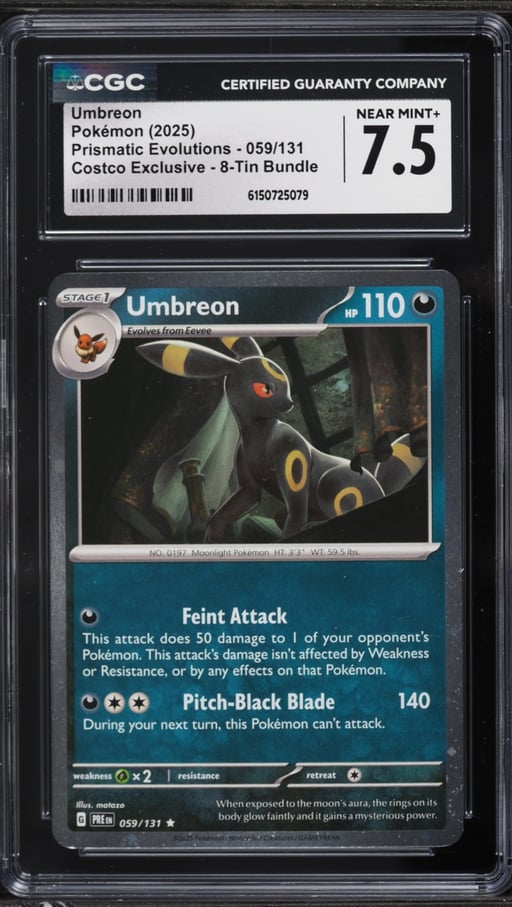 2025 Pokemon Scarlet & Violet Prismatic Evolutions Costco Exclusive Umbreon #59 CGC 7.5 NRMT+