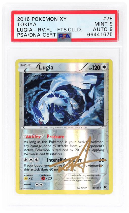 2016 Pokemon XY Fates Collide Lugia Reverse Holo Signed Tokiya #78 PSA 9