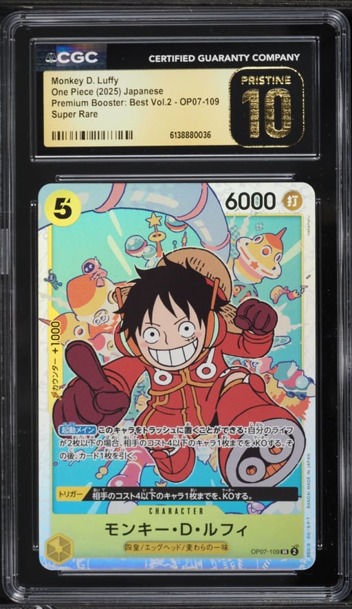 2025 One Piece Japanese Premium Best Vol 2 SR Monkey D. Luffy #OP07-109 CGC 10 PRISTINE