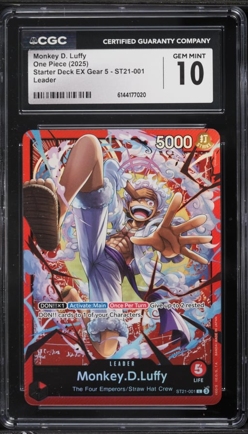 2025 One Piece Starter Deck EX Gear 5 Leader Monkey D. Luffy #ST21-001 CGC 10 GEM MINT