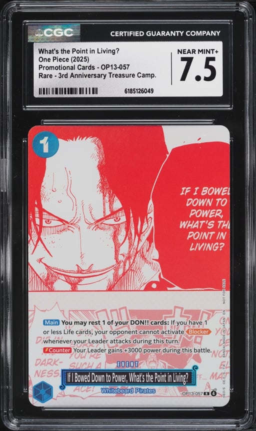2025 One Piece Promo 3rd Anniversary Treasure Manga Alt Art What's The Point In Living? CGC 7.5