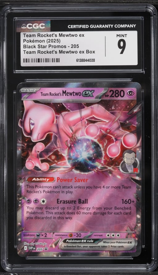 2025 Pokemon Scarlet & Violet Promo Holo Team Rocket's Mewtwo ex #205 CGC 9 MINT