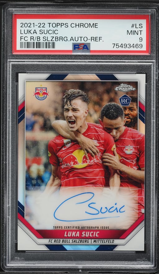 2021 Topps Chrome FC Red Bull Salzburg Refractor Luka Sucic ROOKIE AUTO /49 #LS PSA 9 MINT