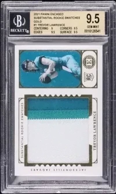 2021 Panini Encased Substantial Gold Trevor Lawrence ROOKIE PATCH /25 #1 BGS 9.5