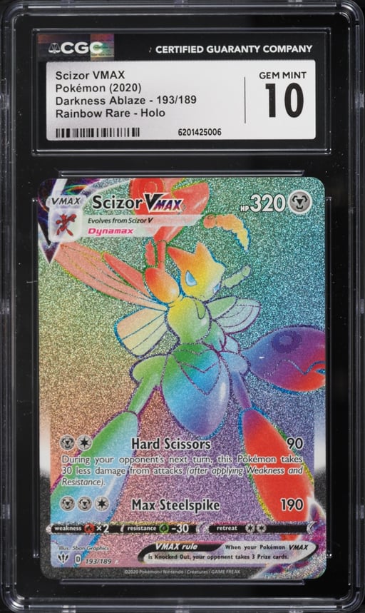 2020 Pokemon Sword & Shield Darkness Ablaze Rainbow Rare Scizor VMAX #193 CGC 10 GEM MINT