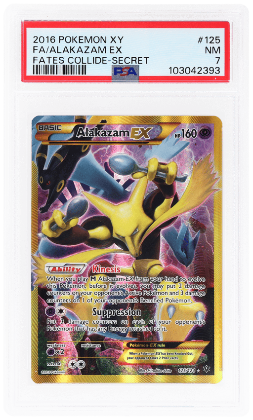 2016 Pokemon XY Fates Collide Secret Rare Alakazam Ex #125 PSA 7