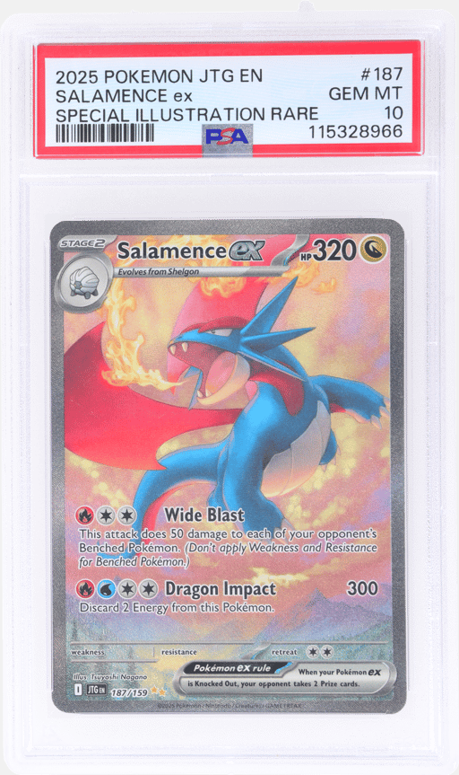 2025 Pokemon Scarlet and Violet Journey Together Special Illustration Rare Salamence Ex #187 PSA 10