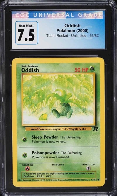 2000 Pokemon Team Rocket Oddish #63 CGC 7.5 NRMT+