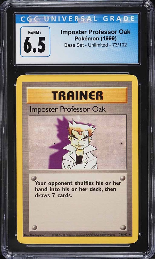 1999 Pokemon Base Set Imposter Professor Oak #73 CGC 6.5 EXMT+