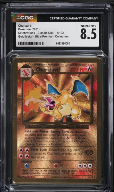 2021 Pokemon SWSH Celebration Classic Ultra Premium Gold Metal Charizard CGC 8.5