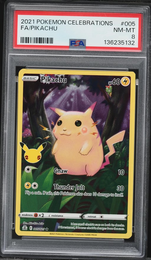 2021 Pokemon Sword & Shield Celebrations Full Art Pikachu #5 PSA 8 NM-MT