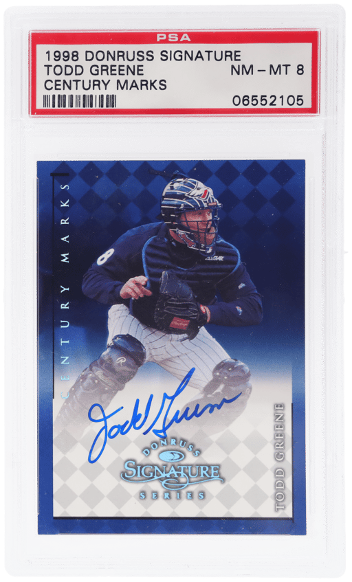 1998 Donruss Signature Century Marks Todd Greene 34/100 PSA 8