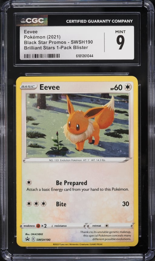 2021 Pokemon Sword & Shield Promo Brilliant Stars 1 Pack Blister Holo Eevee #190 CGC 9 MINT