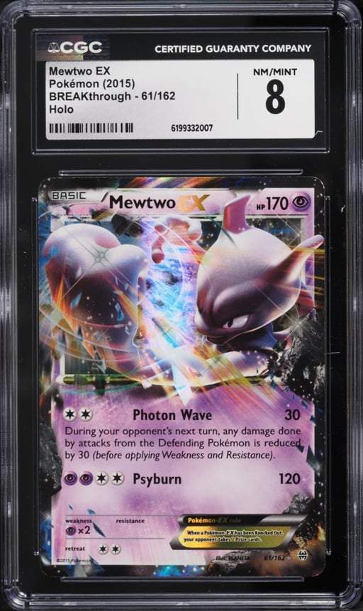 2015 Pokemon XY BREAKthrough Holo Mewtwo Ex #61 CGC 8 NM-MT