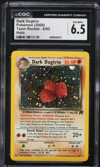 2000 Pokemon Team Rocket Holo Dark Dugtrio #6 CGC 6.5 EXMT+