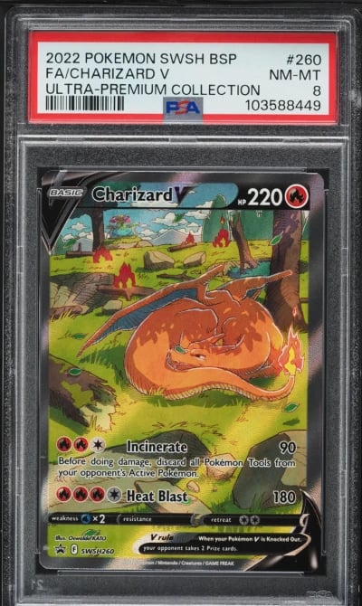 2022 Pokemon SWSH Black Star Promo Ultra Premium Full Art Charizard V #260 PSA 8