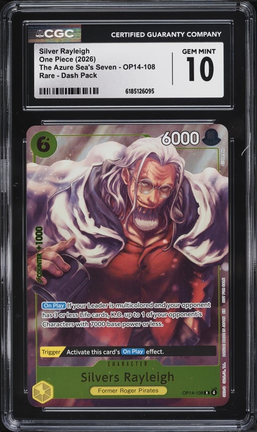 2026 One Piece The Azure Sea's Seven Dash Pack Silver Rayleigh #OP14-108 CGC 10 GEM MINT