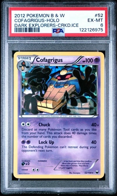 2012 POKEMON B&W DARK EXPLORERS CRACKED ICE #52 COFAGRIGUS-HOLO PSA 6