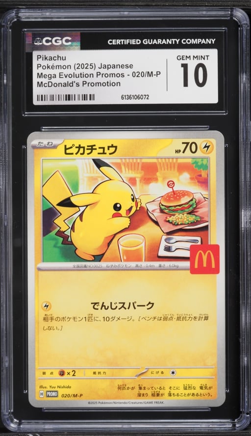 2025 Pokemon Japanese Mega Evolution Promo McDonald's Pikachu #20 CGC 10 GEM MINT