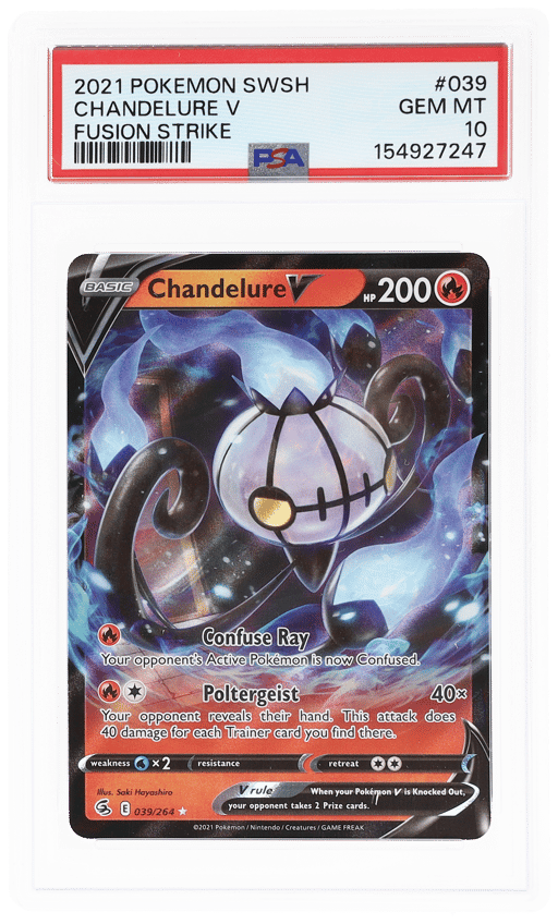 2021 Pokemon Sword and Shield Fusion Strike Chandelure V #039 PSA 10