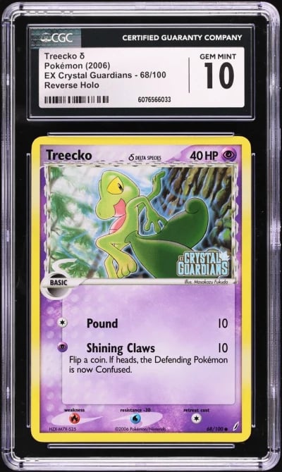 2006 Pokemon EX Crystal Guardians Reverse Holo Treecko #68 CGC 10 GEM MINT