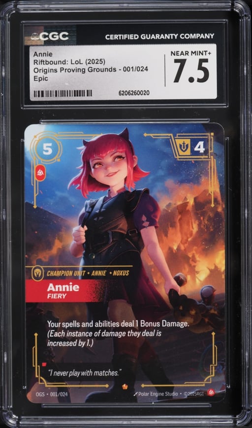2025 Riftbound League Of Legends LoL Origins Proving Grounds Annie #1 CGC 7.5 NRMT+
