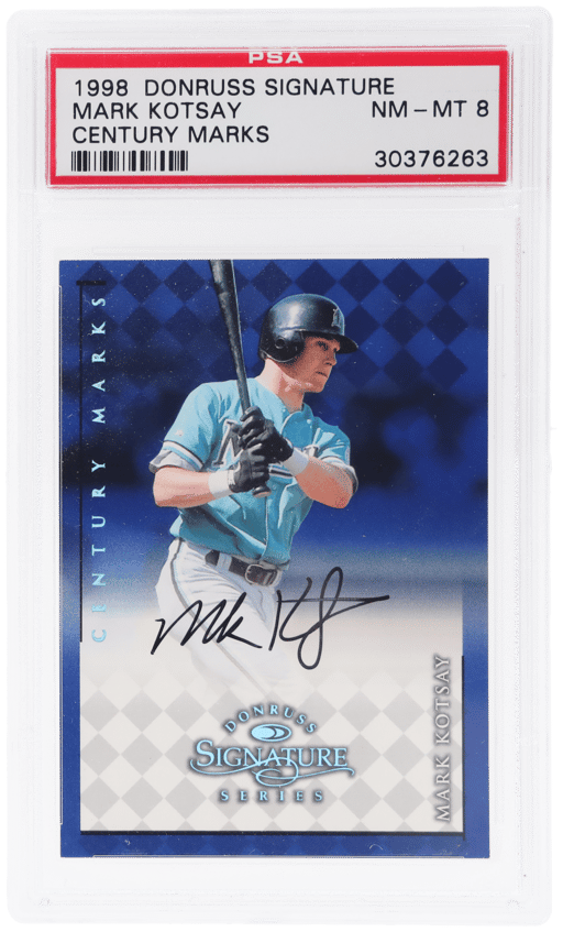 1998 Donruss Signature Century Marks Mark Kotsay 30/100 PSA 8