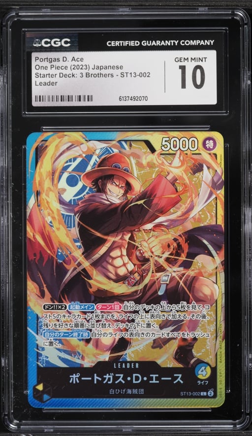 2023 One Piece Japanese Starter Deck 3 Brothers Leader Portgas D. Ace #ST13-002 CGC 10 GEM MINT