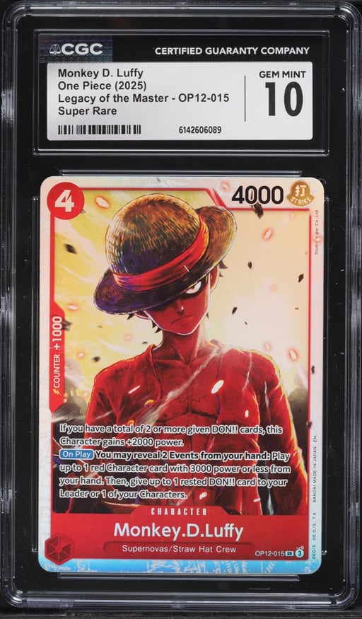 2025 One Piece Legacy Of The Master SR Monkey D. Luffy #OP12-015 CGC 10 GEM MINT