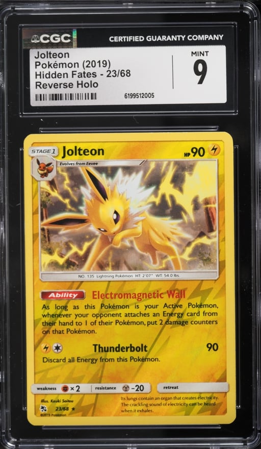 2019 Pokemon Sun & Moon Hidden Fates Reverse Holo Jolteon #23 CGC 9 MINT