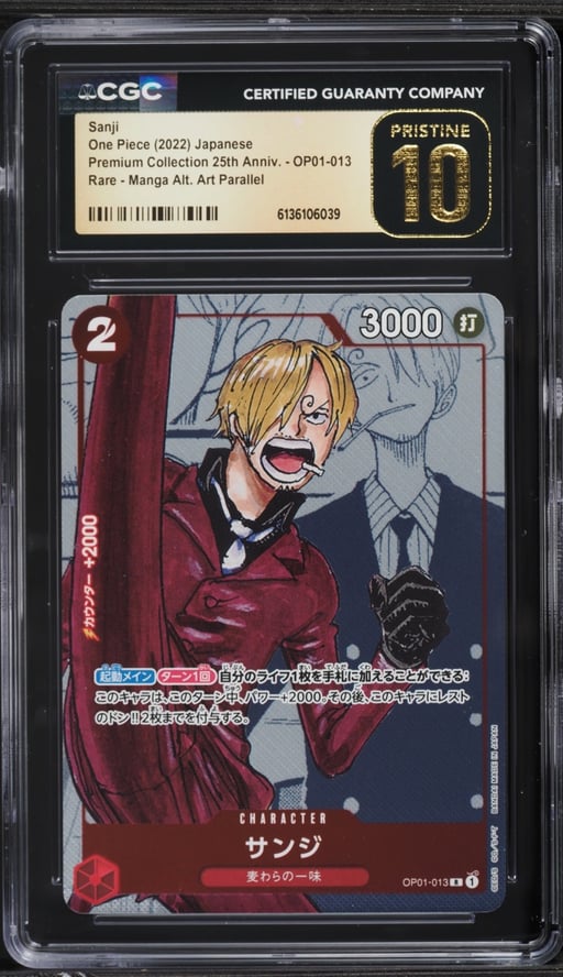2022 One Piece Japanese Premium 25th Anniversary Manga Art Sanji #OP01-013 CGC 10 PRISTINE