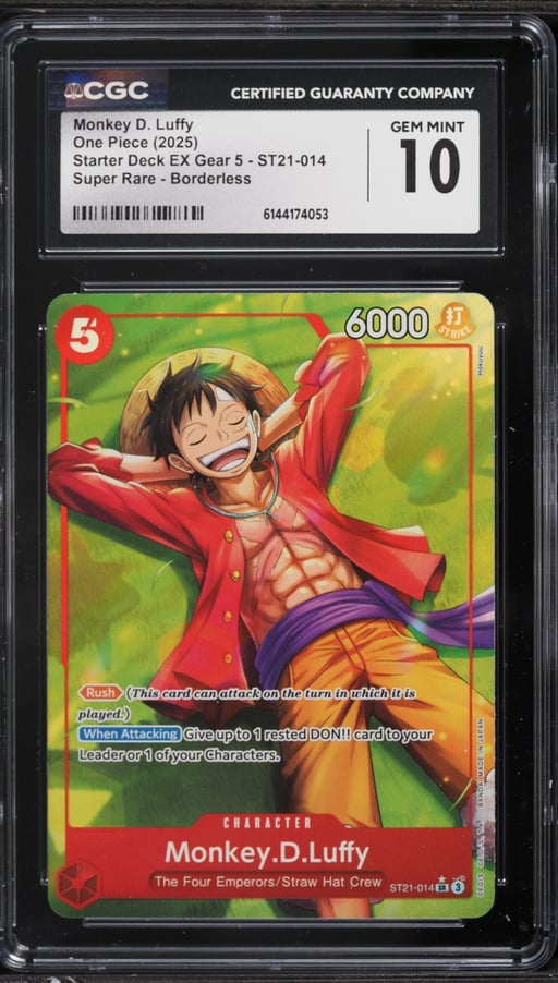 2025 One Piece Starter Deck EX Gear 5 Borderless Alt Art Monkey D. Luffy #ST21-014 CGC 10