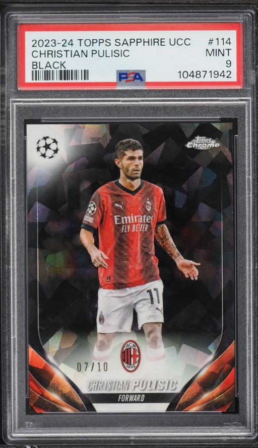 2023 Topps Chrome Sapphire UEFA Club Competitions Black Christian Pulisic /10 #114 PSA 9 MINT