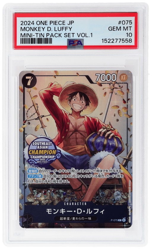 2024 One Piece Mini Tin Pack Set Volume 1 Japanese Monkey D. Luffy #075 PSA 10