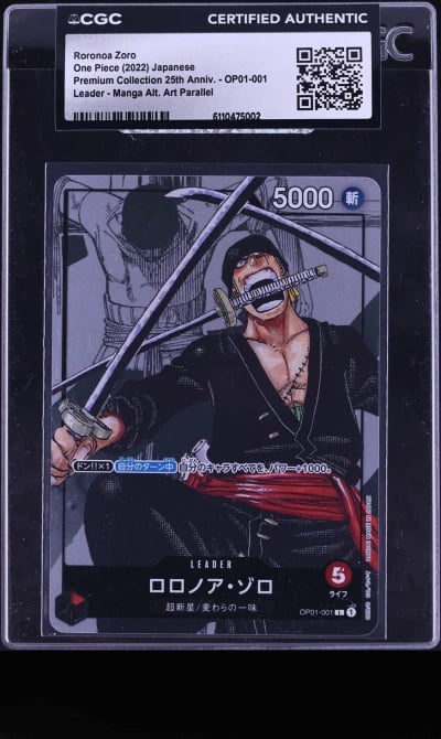 2022 One Piece Japanese Premium 25th Manga Art Leader Roronoa Zoro #OP01-001 CGC AUTH