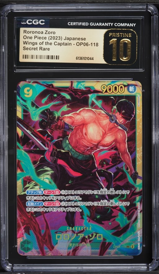 2023 One Piece Japanese Wings Of The Captain SEC Roronoa Zoro #OP06-118 CGC 10 PRISTINE