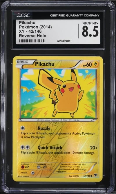 2014 Pokemon XY Reverse Holo Pikachu #42 CGC 8.5 NM-MT+