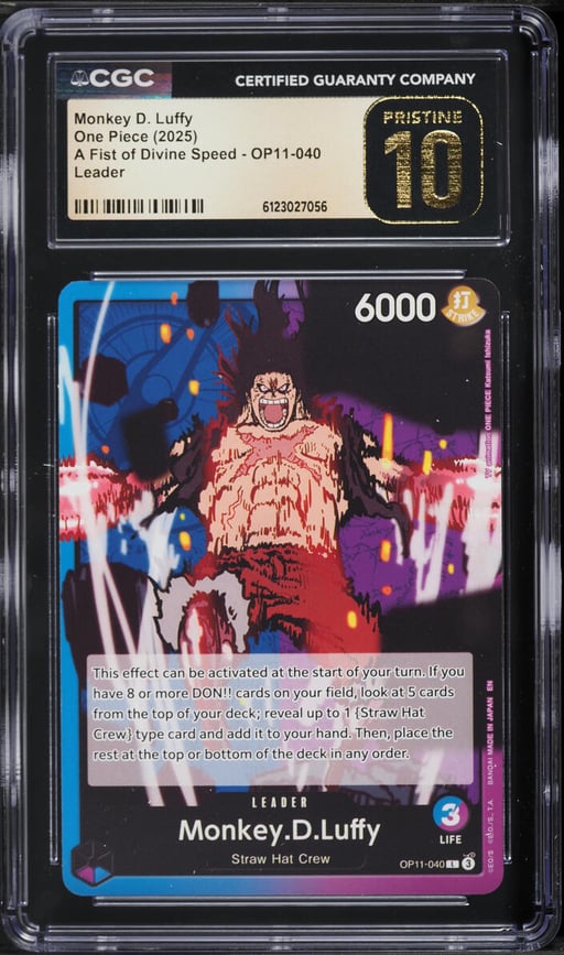 2025 One Piece A Fist of Divine Speed Monkey D Luffy #OP11-040 CGC 10 PRISTINE